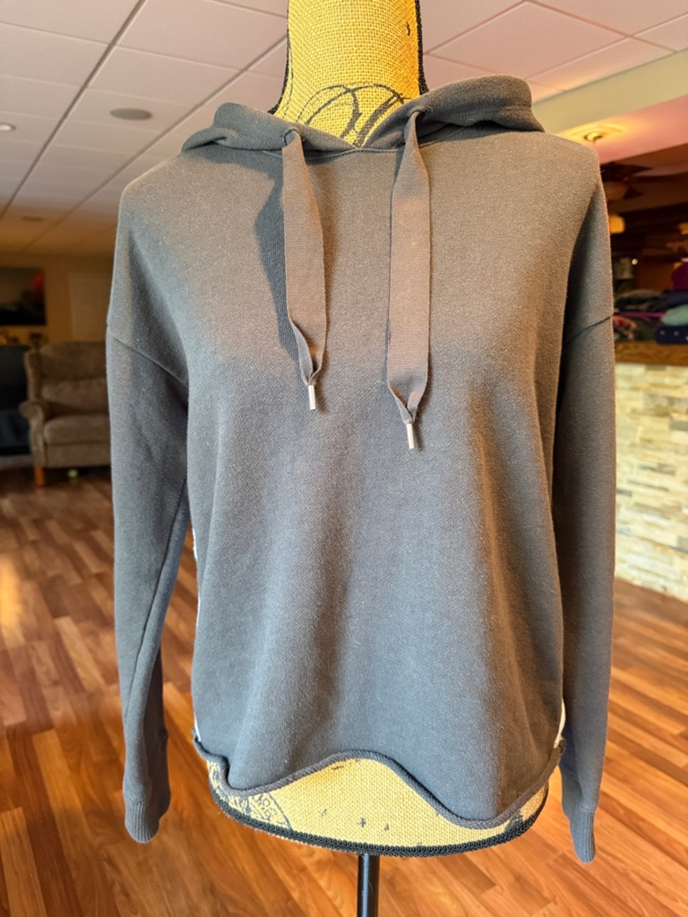 Aerie size small cropped hoodie with white panels on sides that say Aerie